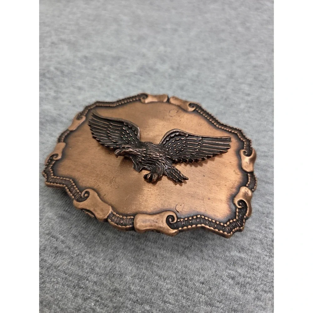 Vintage Winged American Eagle Solid Bronze Scalloped Buckle